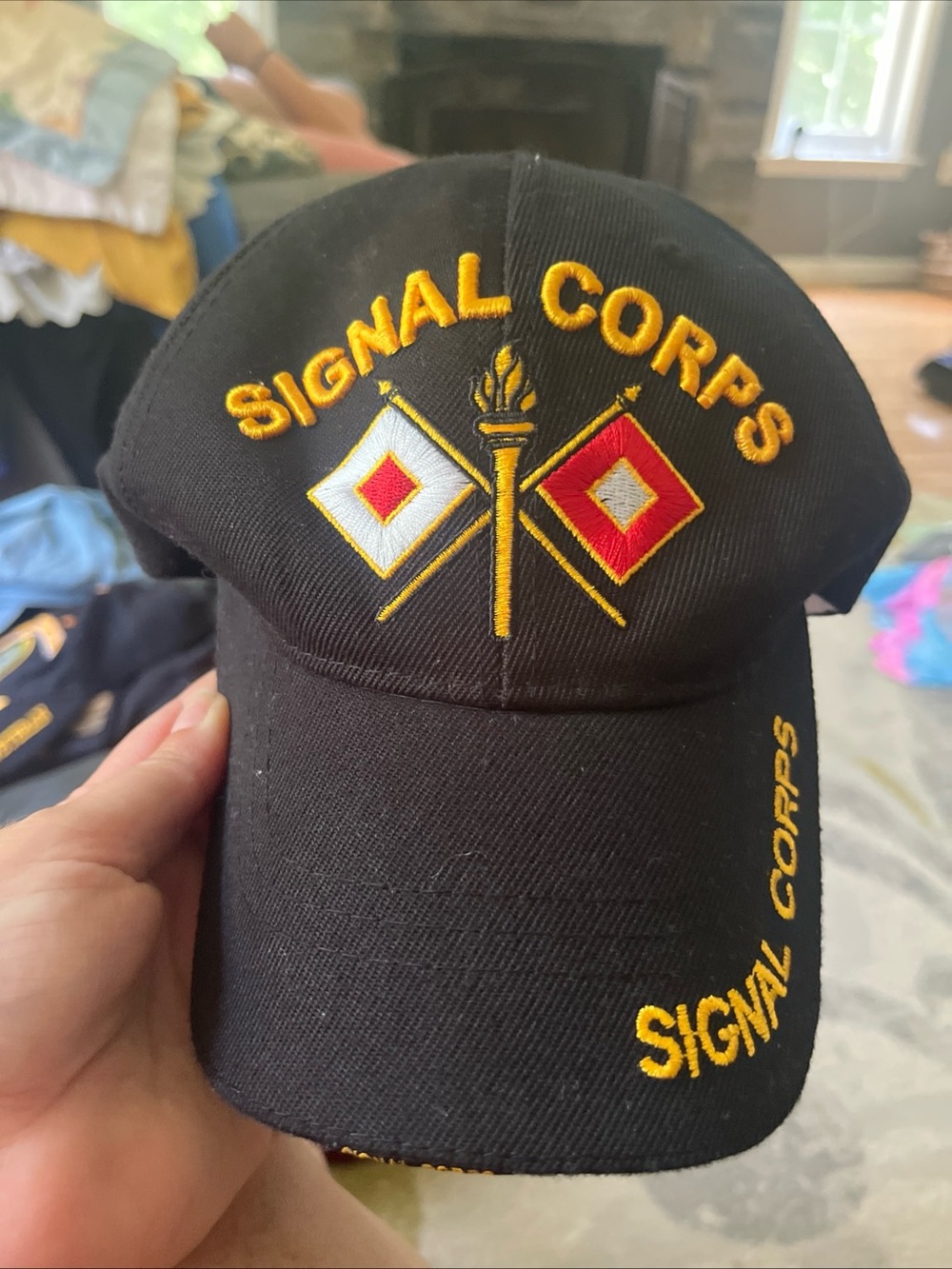 USA Military Army Signal Corps Embroidered Black Baseball Cap